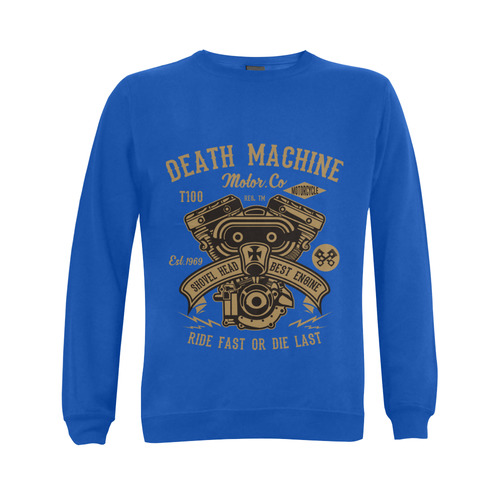 Death Machine Blue Gildan Crewneck Sweatshirt(NEW) (Model H01)