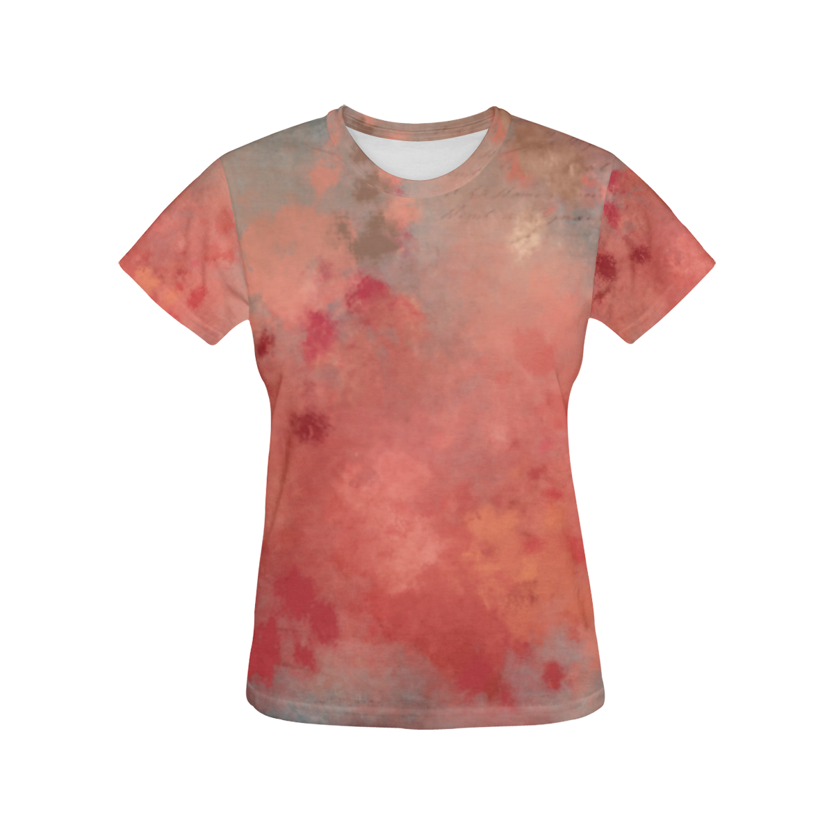 Coral peach grey letter batik look All Over Print T-Shirt for Women (USA Size) (Model T40)