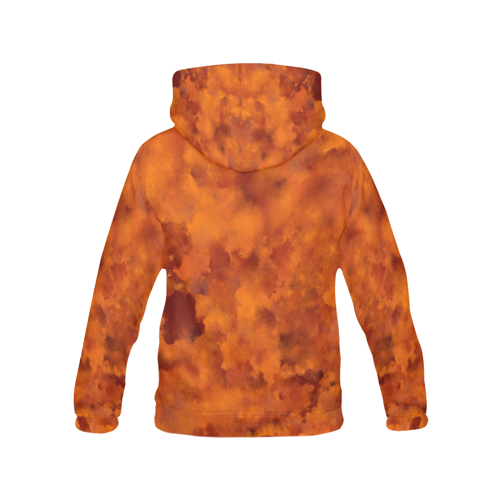 Orange red batik look All Over Print Hoodie for Women (USA Size) (Model H13)