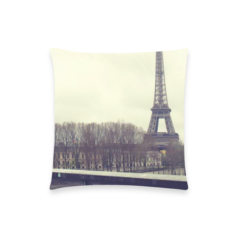 Paris Eiffel tower Custom  Pillow Case 18"x18" (one side) No Zipper