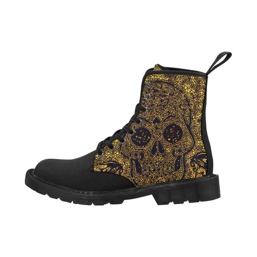 mosaic skull golden by JamColors Martin Boots for Women (Black) (Model 1203H)