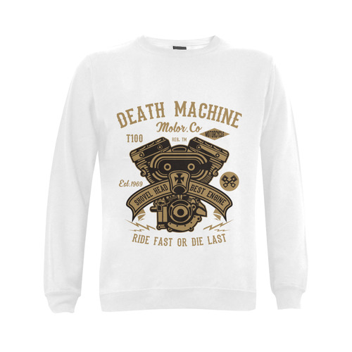 Death Machine White Gildan Crewneck Sweatshirt(NEW) (Model H01)