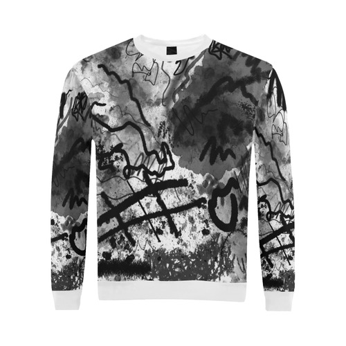 Abstract Sketch All Over Print Crewneck Sweatshirt for Men/Large (Model H18)