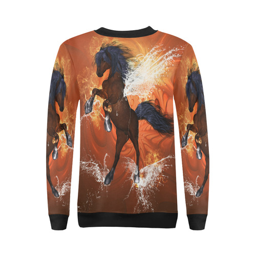 Horse with water wngs All Over Print Crewneck Sweatshirt for Women (Model H18)