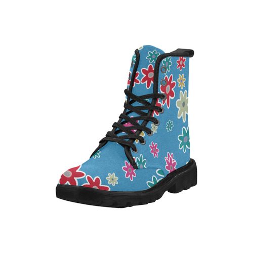 Floral Fabric 1A Martin Boots for Women (Black) (Model 1203H)