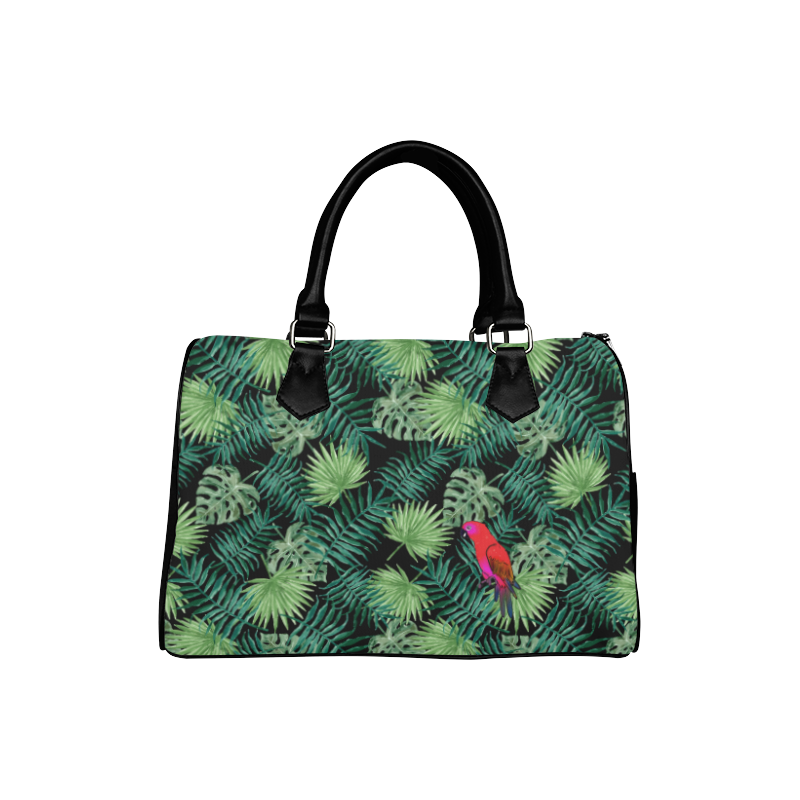 Parrot And Leaves Boston Handbag (Model 1621)