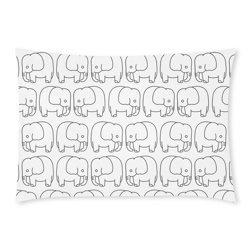 black and white elephant Custom Rectangle Pillow Case 20x30 (One Side)