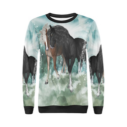 The wonderful couple horses All Over Print Crewneck Sweatshirt for Women (Model H18)
