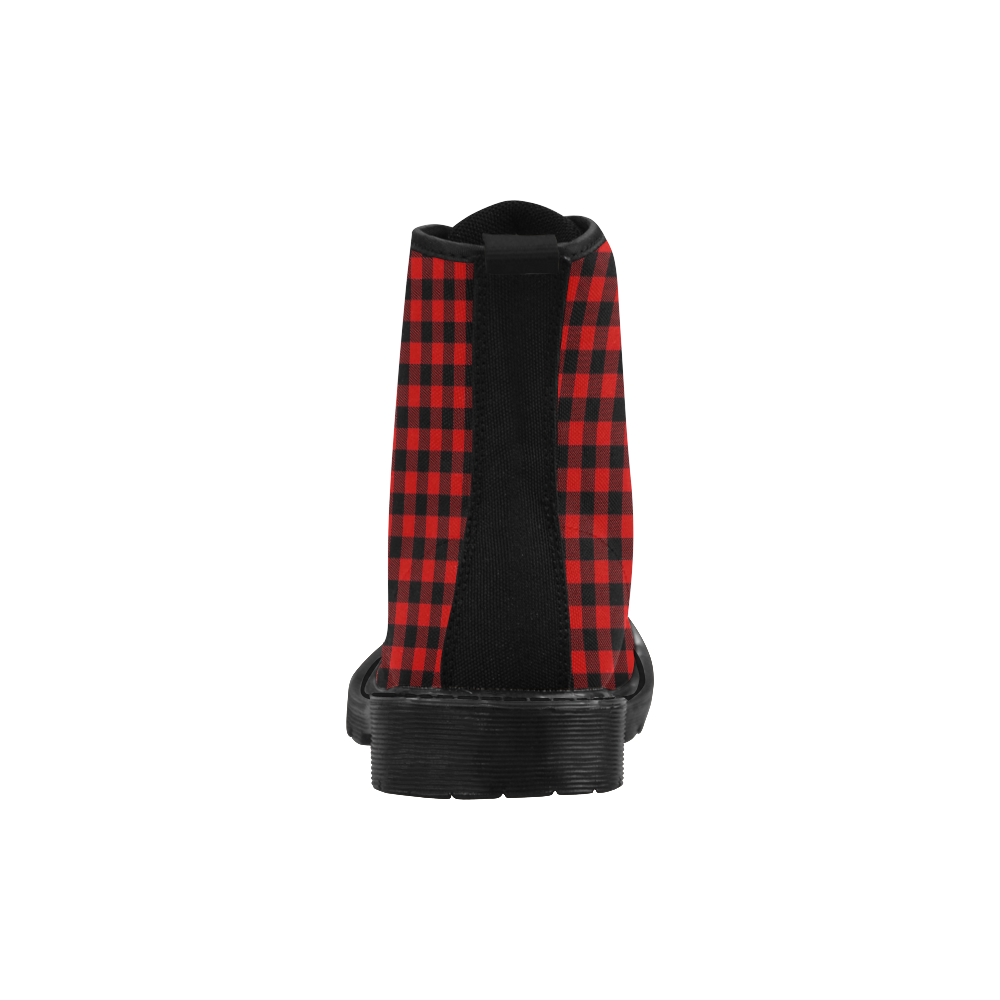 LUMBERJACK Squares Fabric - red black Martin Boots for Men (Black) (Model 1203H)