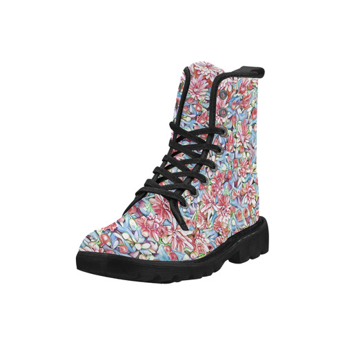 lovely floral 31F by FeelGood Martin Boots for Women (Black) (Model 1203H)
