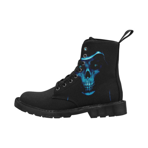 glowing fantasy Death mask blue by FeelGood Martin Boots for Men (Black) (Model 1203H)