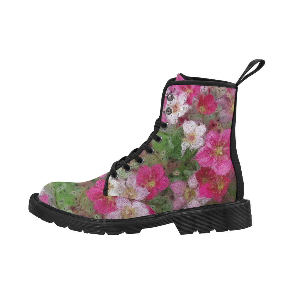 Amazing Floral 29C by FeelGood Martin Boots for Women (Black) (Model 1203H)