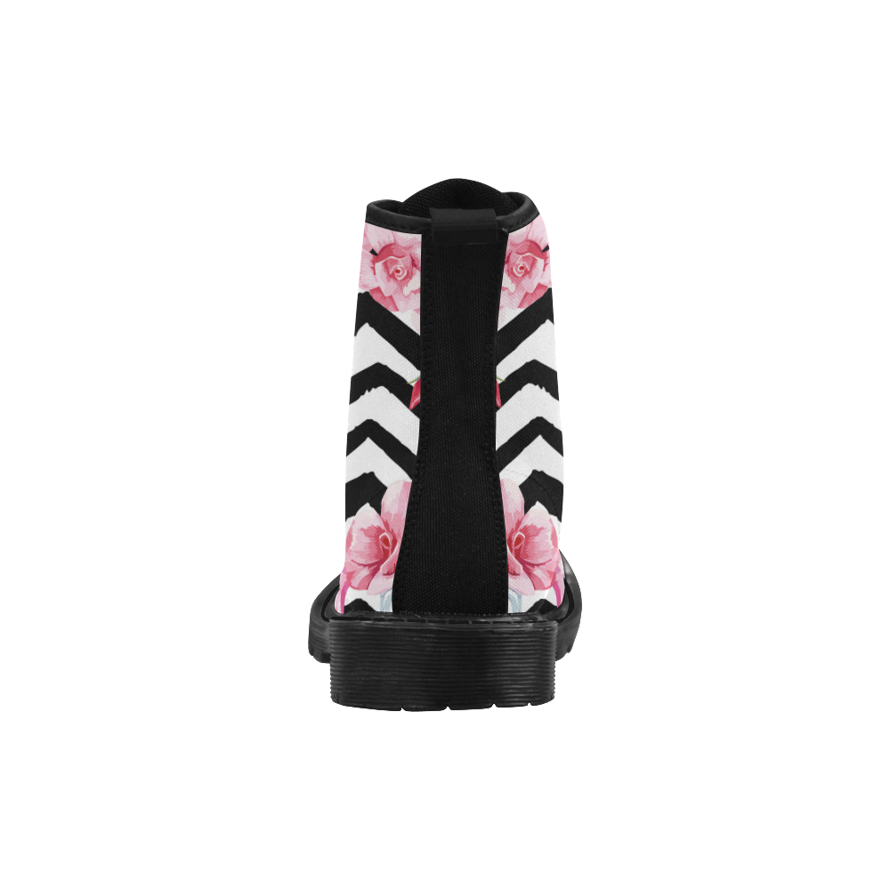beautiful tropic pink flamingo and rose flowers Martin Boots for Women (Black) (Model 1203H)