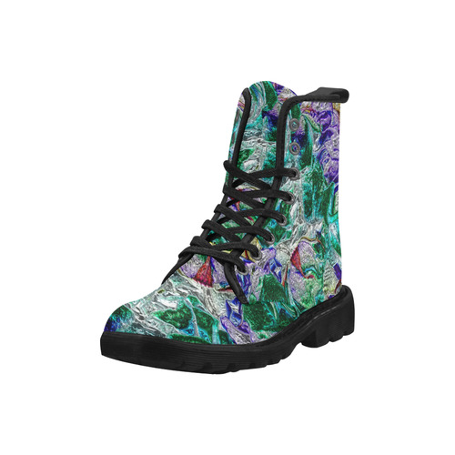 Floral glossy Chrome 01B by FeelGood Martin Boots for Women (Black) (Model 1203H)