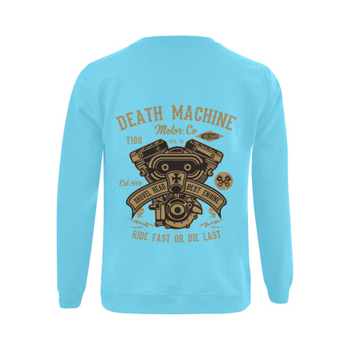 Death Machine Aqua Blue Gildan Crewneck Sweatshirt(NEW) (Model H01)
