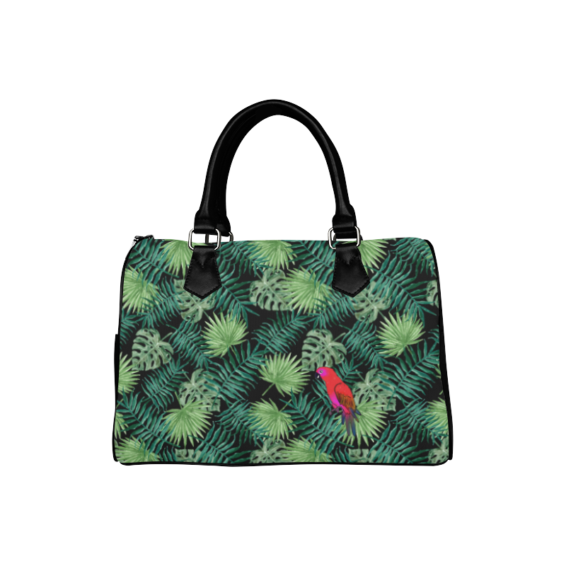 Parrot And Leaves Boston Handbag (Model 1621)