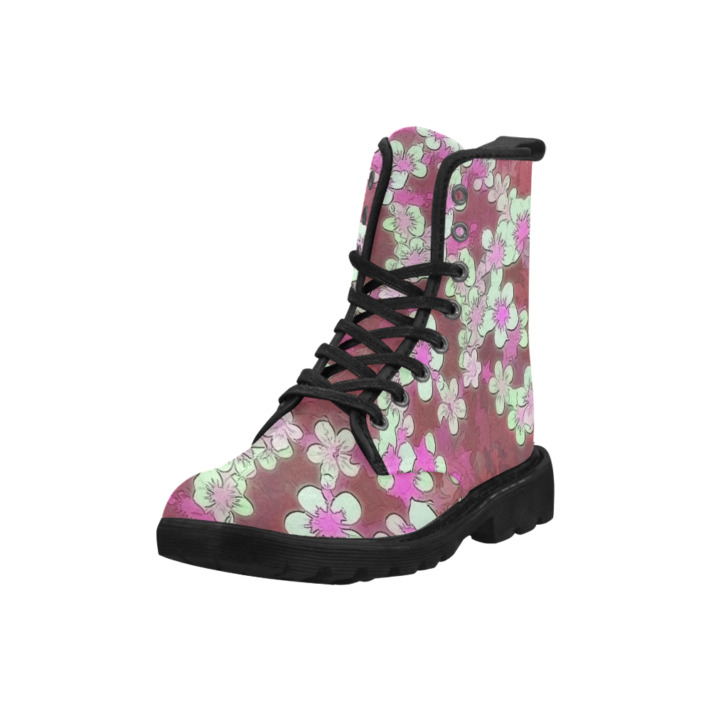 lovely floral 29 B by FeelGood Martin Boots for Women (Black) (Model 1203H)