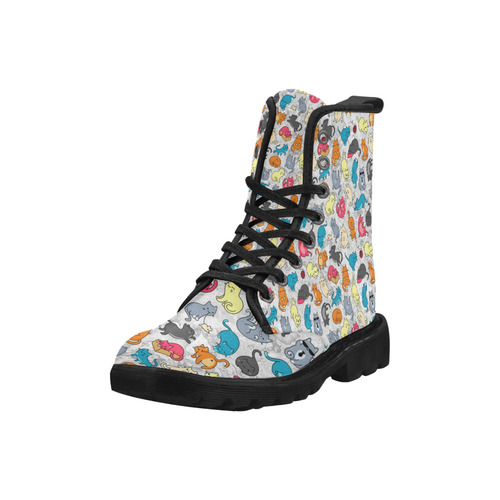Funny Cute colorful CATS pattern Martin Boots for Men (Black) (Model 1203H)