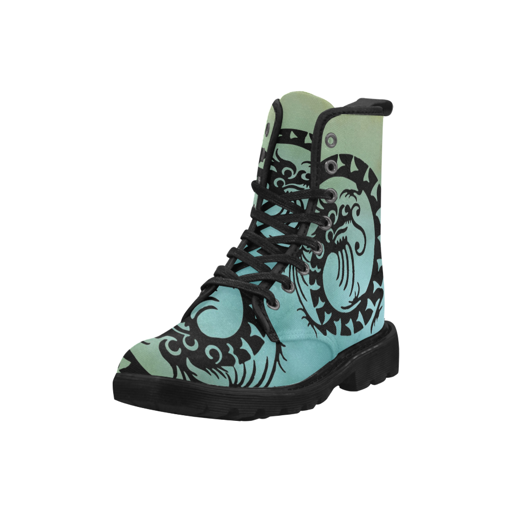 Chinese Fantasy Dragon B by FeelGood Martin Boots for Women (Black) (Model 1203H)