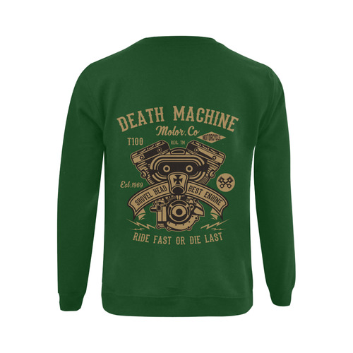 Death Machine Green Gildan Crewneck Sweatshirt(NEW) (Model H01)