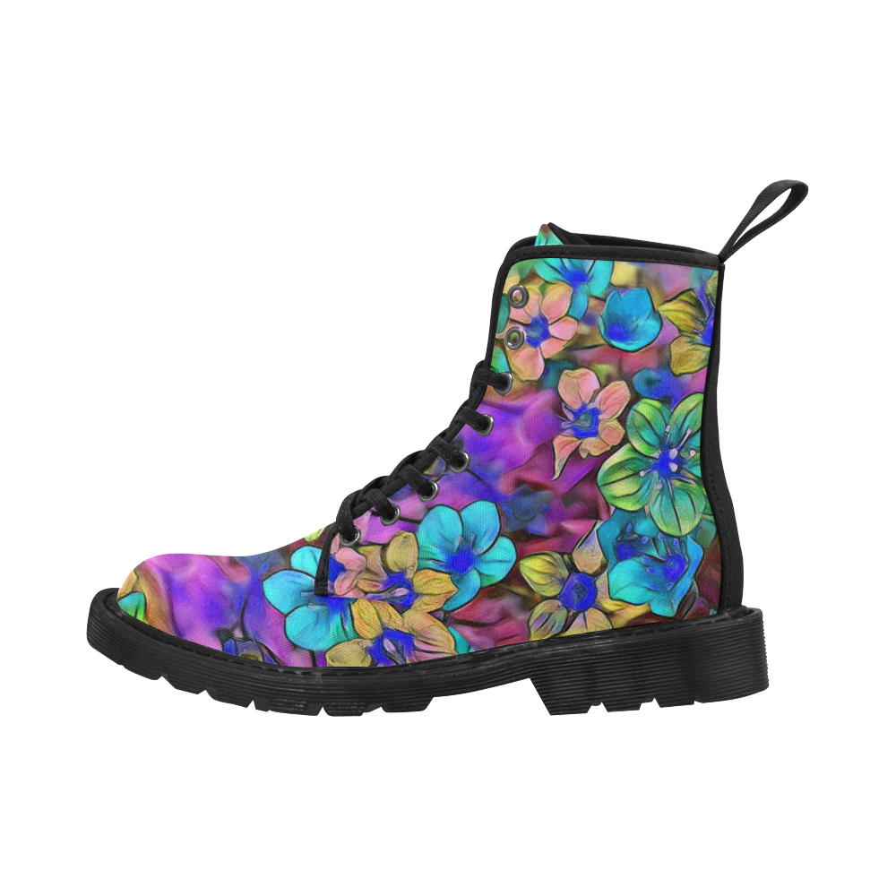 Amazing Floral 29A by FeelGood Martin Boots for Women (Black) (Model 1203H)