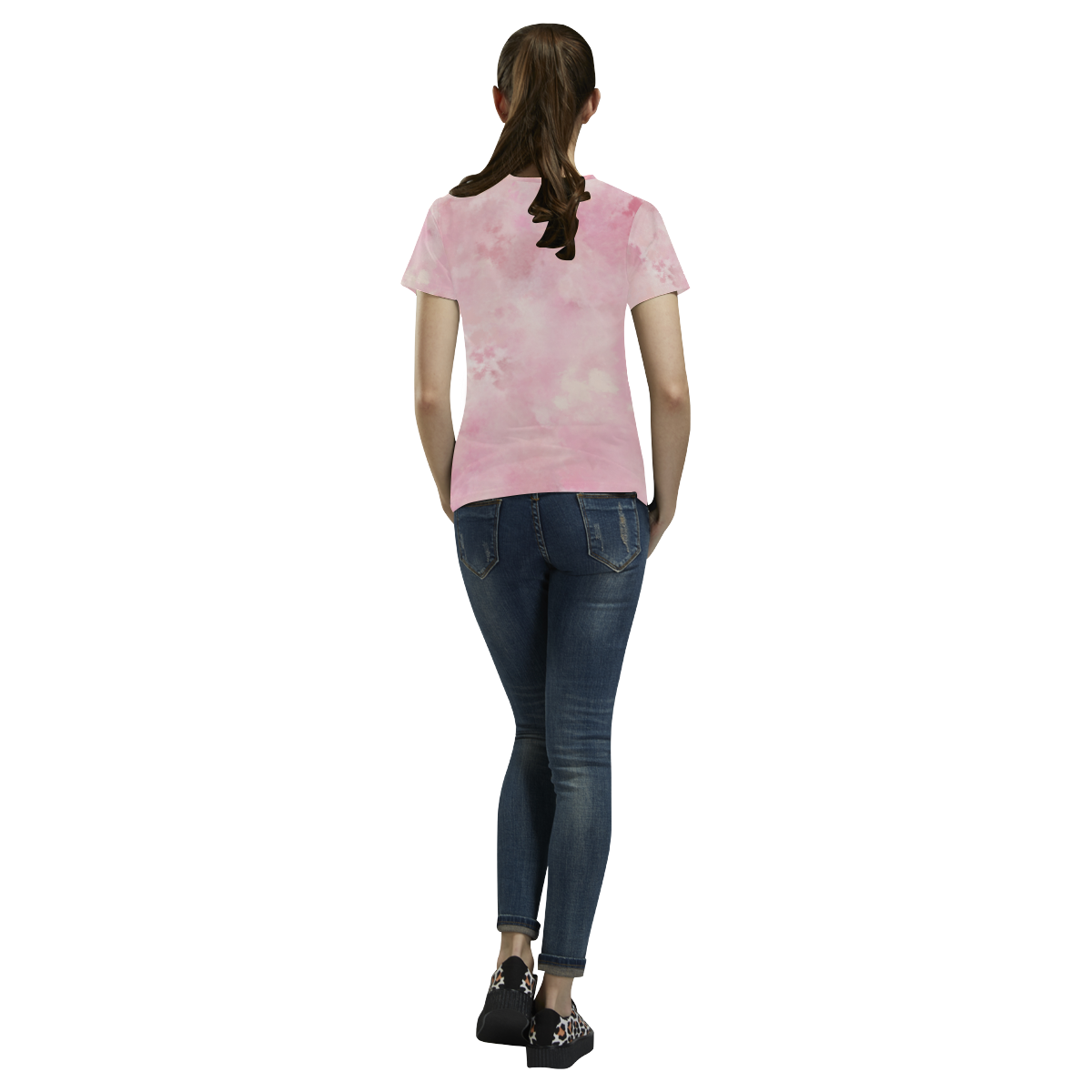 Pink rose fuscia batik look All Over Print T-Shirt for Women (USA Size) (Model T40)
