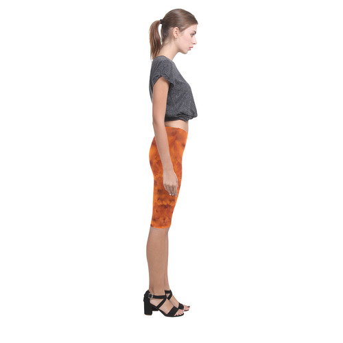 Orange red batik look Hestia Cropped Leggings (Model L03)