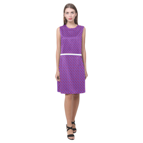 Rambunctious Red Polka Dots on Passionate Purple Eos Women's Sleeveless Dress (Model D01)