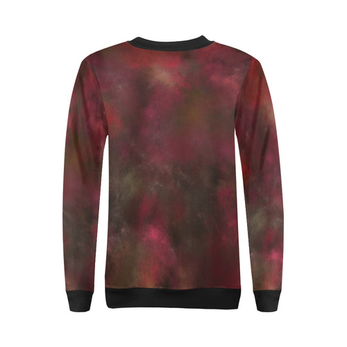 Dark red black batik look All Over Print Crewneck Sweatshirt for Women (Model H18)