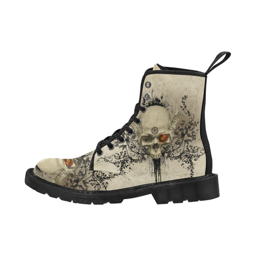 Amazing skull with wings,red eye Martin Boots for Women (Black) (Model 1203H)