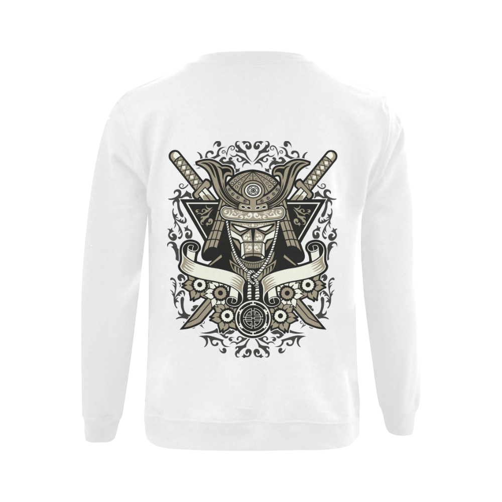 Samurai White Gildan Crewneck Sweatshirt(NEW) (Model H01)