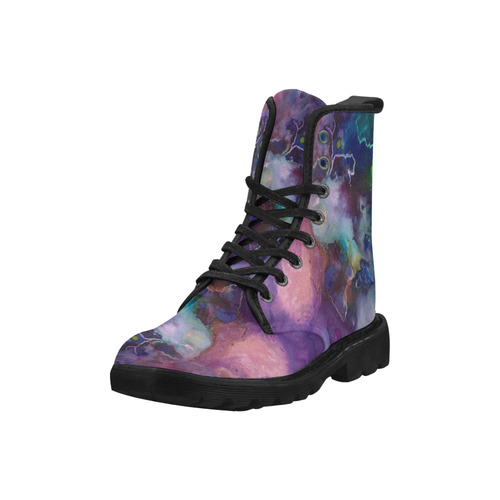 Abstract Watercolor Painting blue rose purple Martin Boots for Men (Black) (Model 1203H)