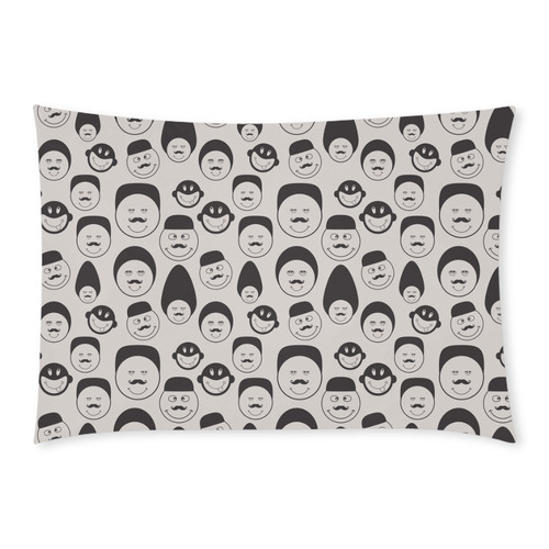 black and white emotion faces Custom Rectangle Pillow Case 20x30 (One Side)