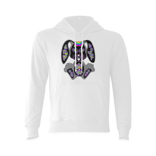 Neon Rainbow Sugar Skull Bunny White Oceanus Hoodie Sweatshirt (NEW) (Model H03)