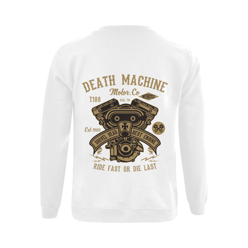 Death Machine White Gildan Crewneck Sweatshirt(NEW) (Model H01)