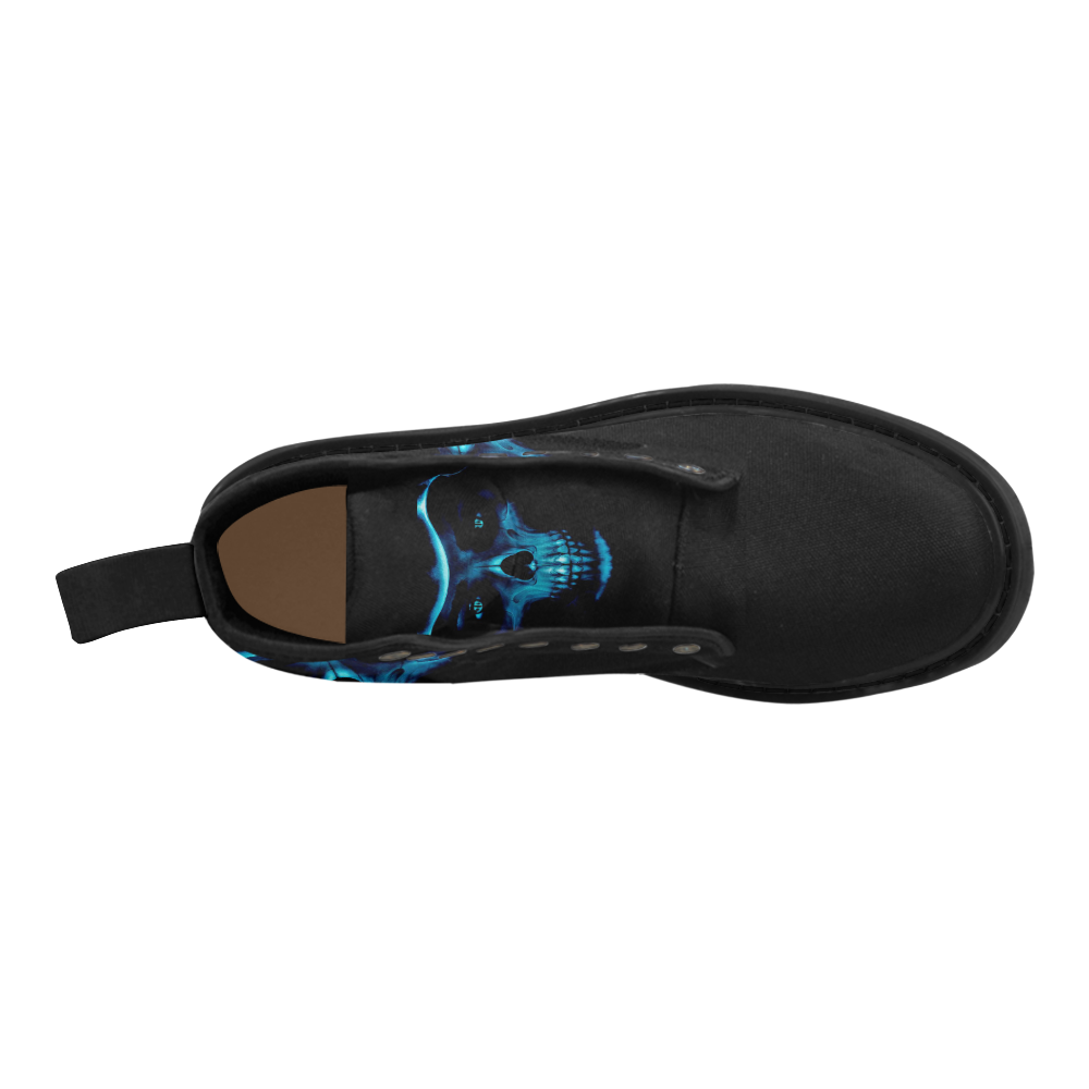 glowing fantasy Death mask blue by FeelGood Martin Boots for Men (Black) (Model 1203H)