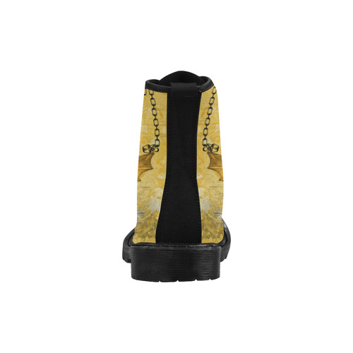 Awesome skull in golden colors Martin Boots for Women (Black) (Model 1203H)