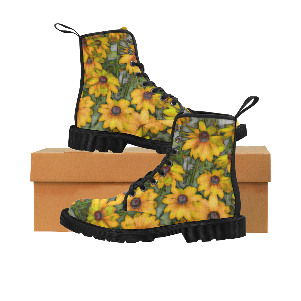 Amazing Floral 28A by FeelGood Martin Boots for Women (Black) (Model 1203H)