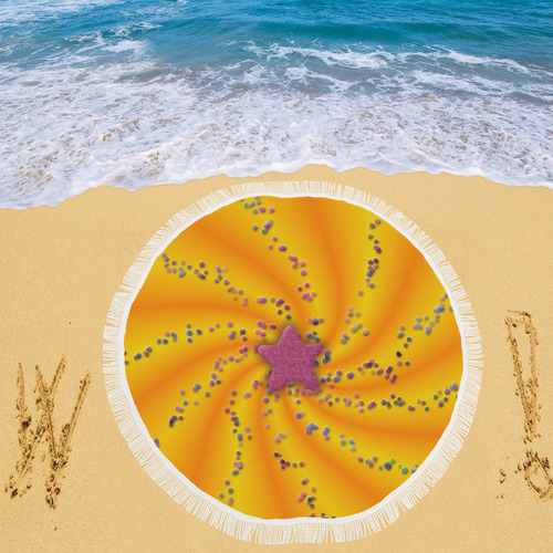 mango swirl Circular Beach Shawl 59"x 59"