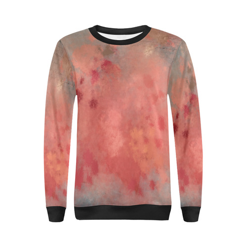 Coral peach grey letter batik look All Over Print Crewneck Sweatshirt for Women (Model H18)