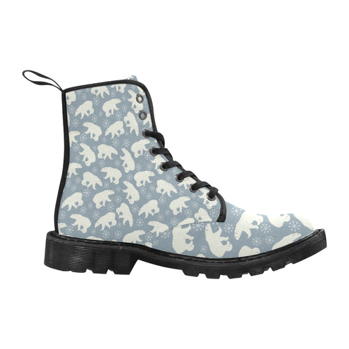 Winter Snowflakes Polar Bears Pattern Martin Boots for Men (Black) (Model 1203H)