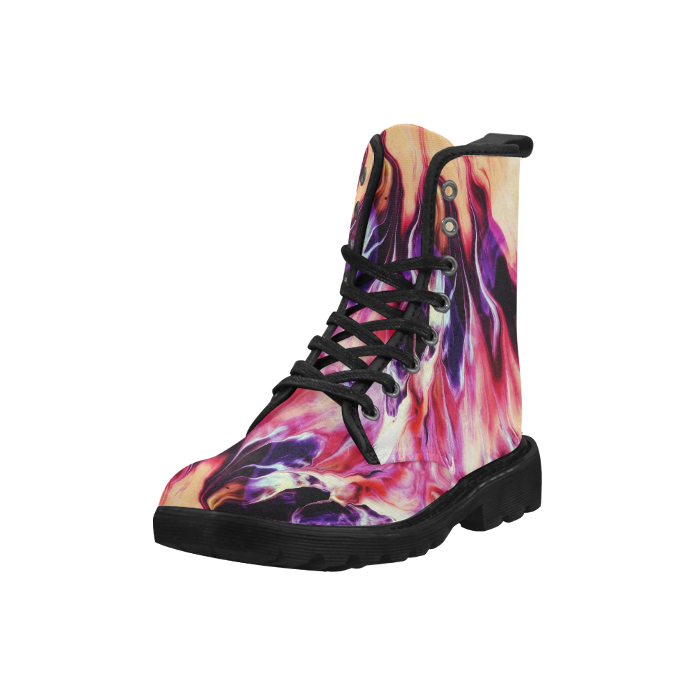 Abstract Watercolor Painting Crazy Fire Martin Boots for Men (Black) (Model 1203H)