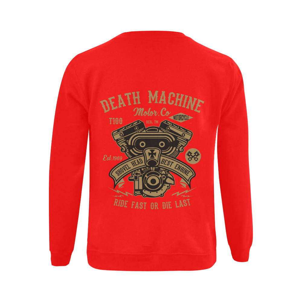 Death Machine Red Gildan Crewneck Sweatshirt(NEW) (Model H01)