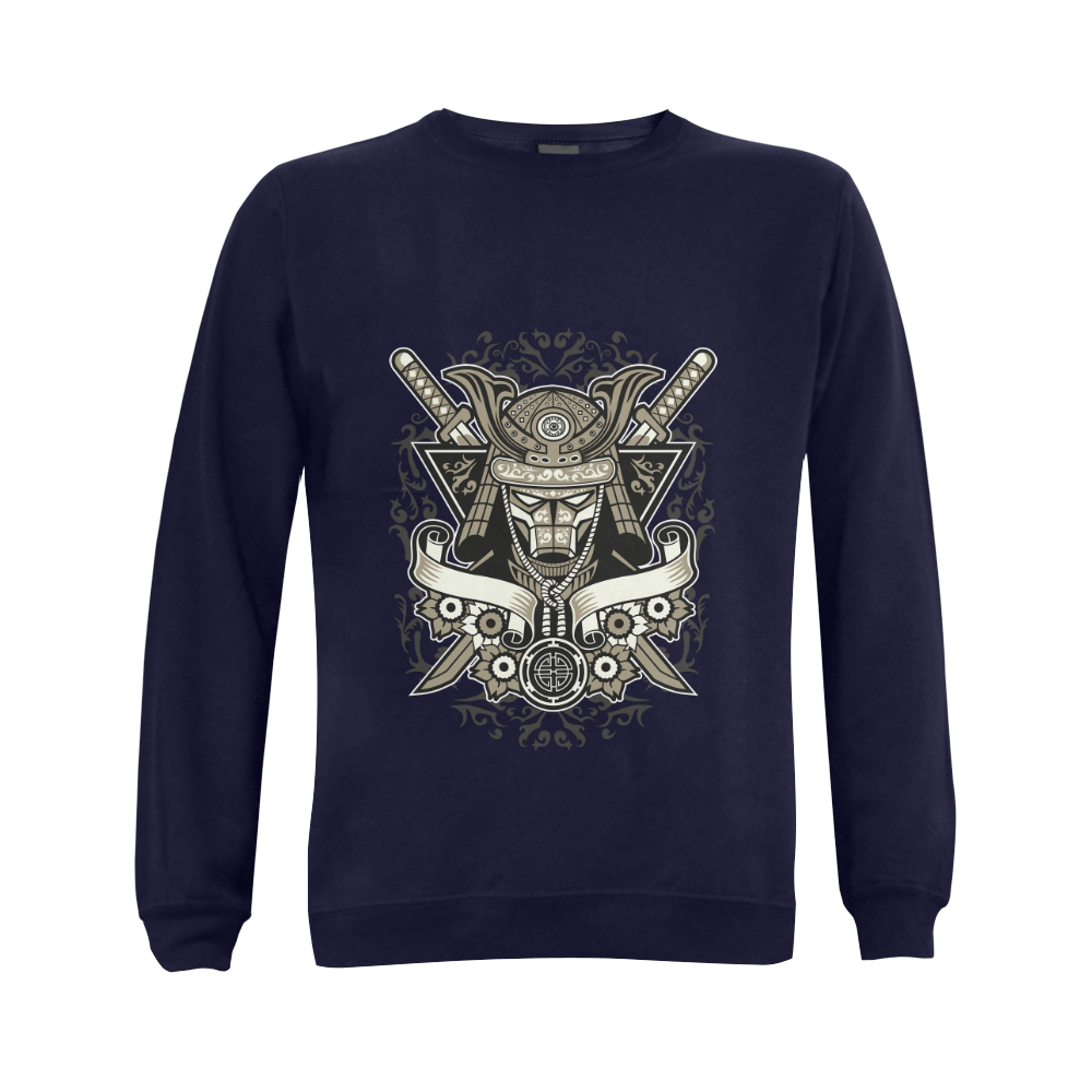 Samurai Dark Blue Gildan Crewneck Sweatshirt(NEW) (Model H01)