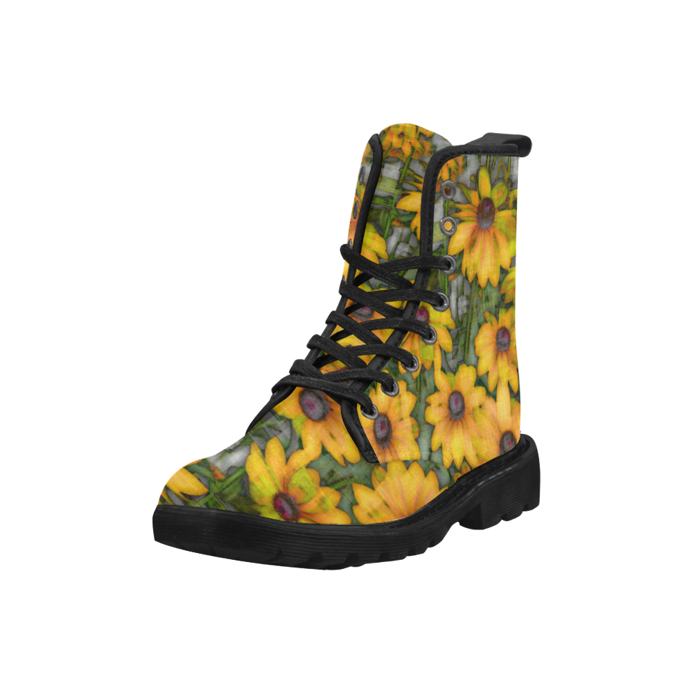 Amazing Floral 28A by FeelGood Martin Boots for Women (Black) (Model 1203H)