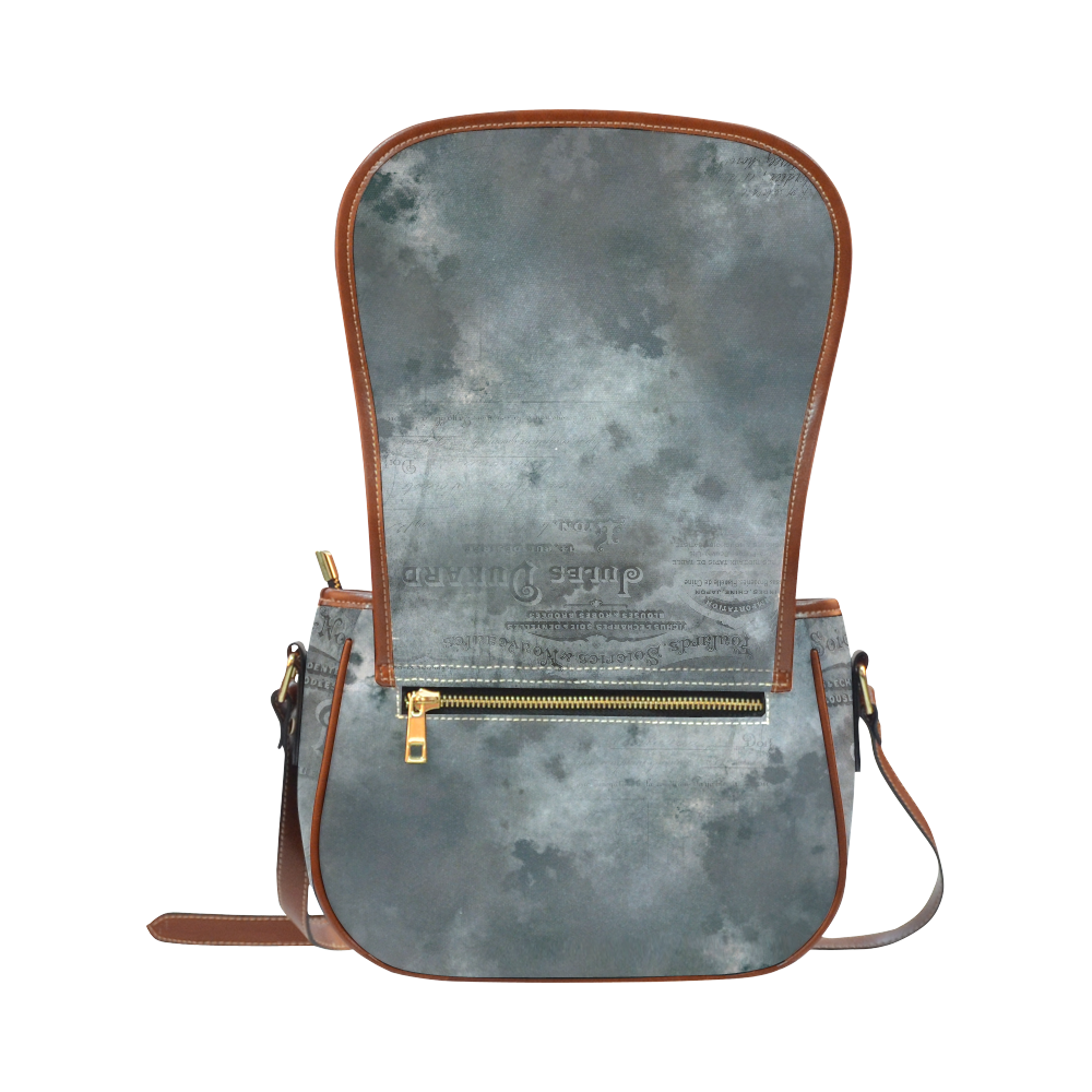 Dark grey letter vintage batik look Saddle Bag/Large (Model 1649)