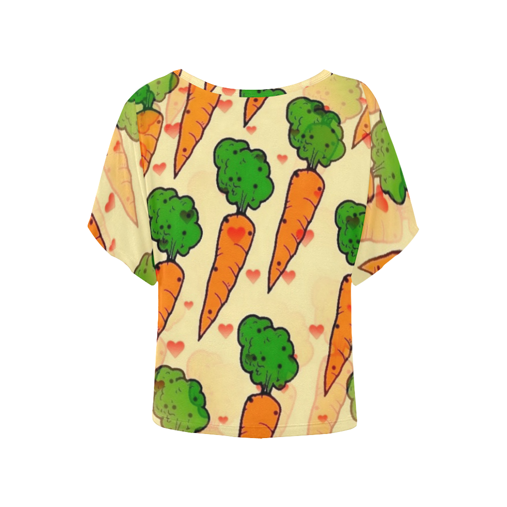 Carrot Popart by NIco Bielow Women's Batwing-Sleeved Blouse T shirt (Model T44)