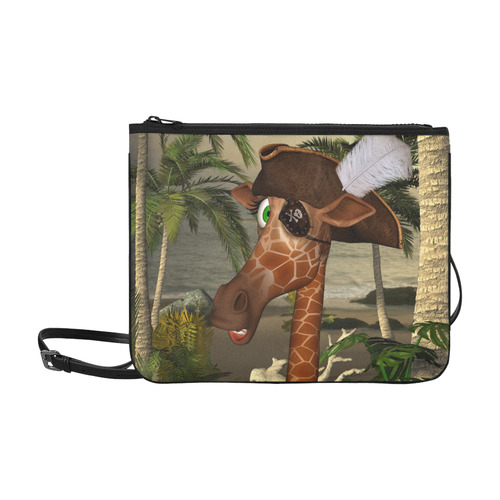 Funny giraffe as a pirate Slim Clutch Bag (Model 1668)