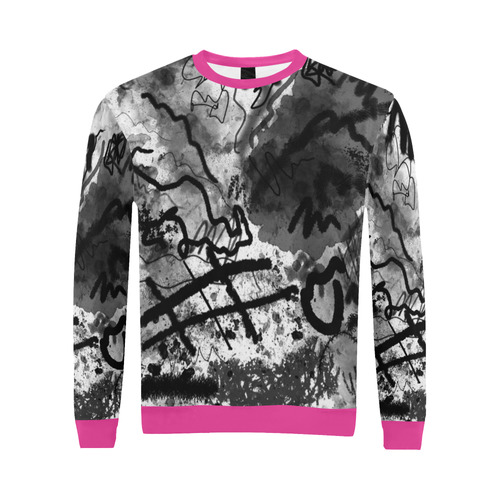 Abstract Sketch Lipstick Pink All Over Print Crewneck Sweatshirt for Men/Large (Model H18)