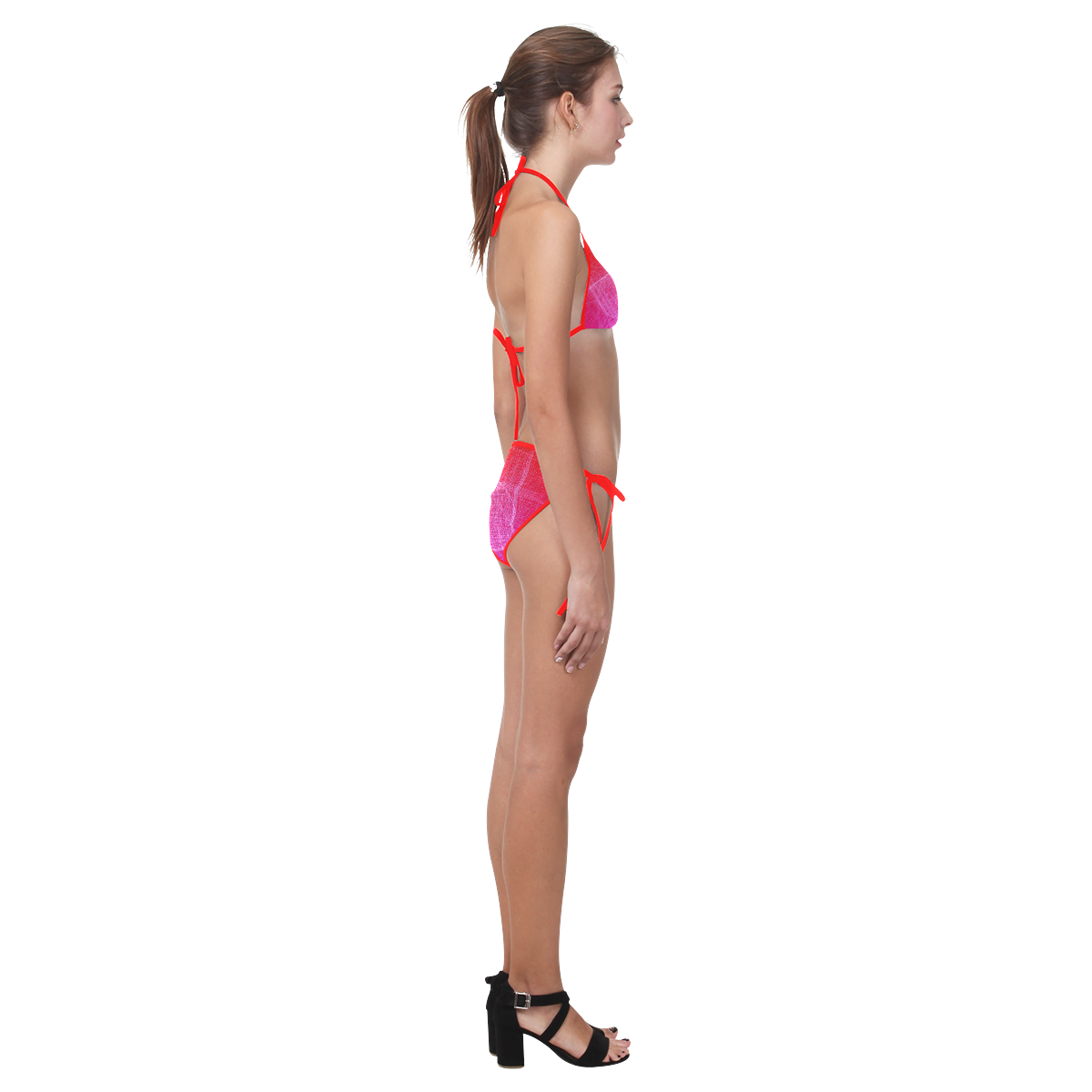 Hot Mess, Red, Pink and Purple Retro Glitch Custom Bikini Swimsuit (Model S01)